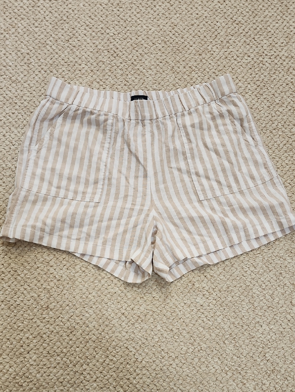 J. Crew Beige Tan and White Striped Pull On Women's Shorts